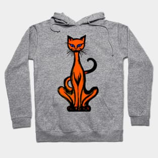 Retro 1970's Funky Groovy Orange  Jazz Cat Cartoon Hoodie